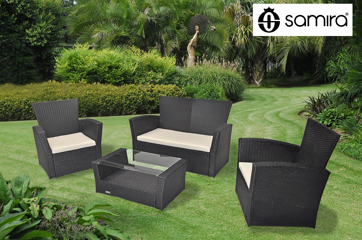 Salotto da giardino in rattan, set di divani da esterno in polyratt