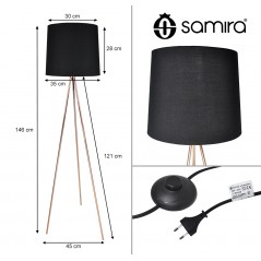 Lampada da terra con treppiede in legno, piantana mod. Zahira – Samira  Italia