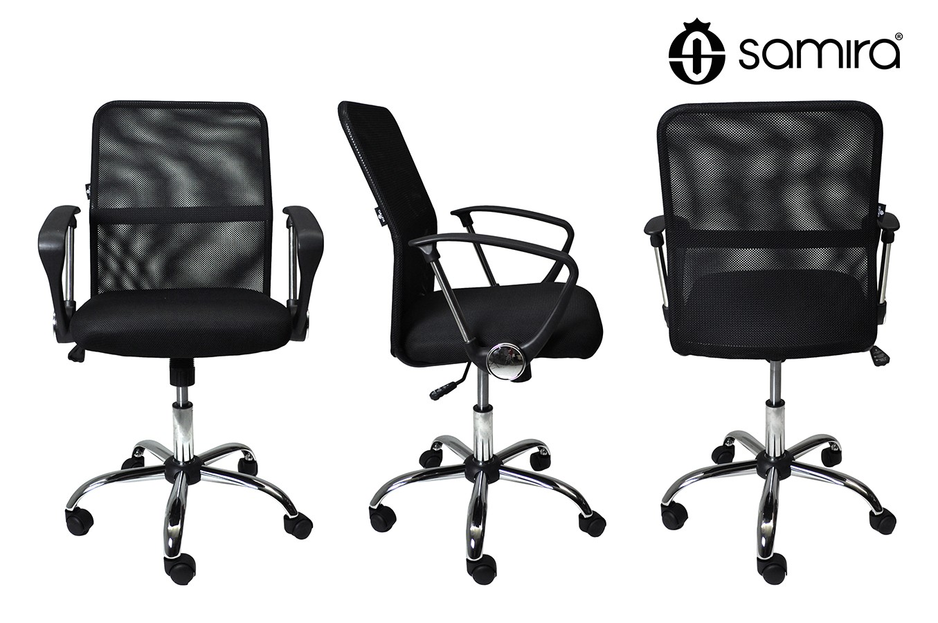 Poltrona sedia ufficio girevole ergonomica HWC-J87 tessuto regolabile nero  e grigio